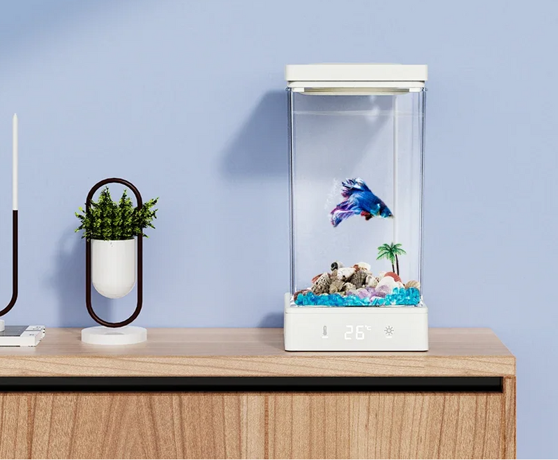 CrystalWave™ エレガントでエコフレンドリー、そしてスマートな卓上型アクアリウム。観賞魚をおしゃれに、手軽に育てるのに最適です。