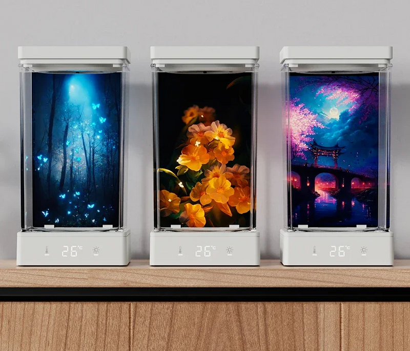 CrystalWave™ エレガントでエコフレンドリー、そしてスマートな卓上型アクアリウム。観賞魚をおしゃれに、手軽に育てるのに最適です。