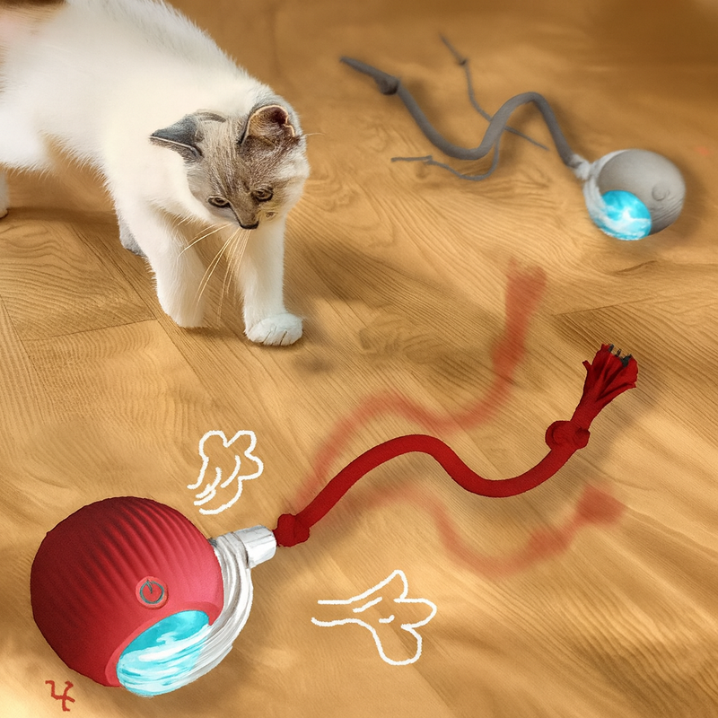 ニャンボール™ 自動スマートムーブメント – ボールが自ら方向を変え、小さな獲物のように動いて猫の本能を刺激します。