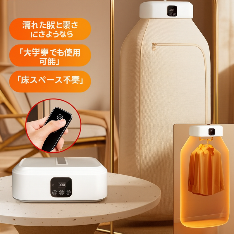 スマート乾燥機™ - 折りたたみ式＆携帯便利：旅行や狭いスペースに最適。